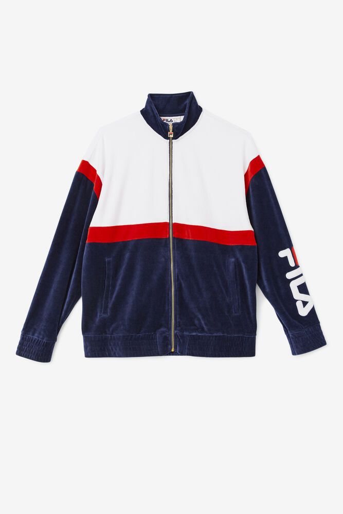 Fila Mansur Velour Navy/White Jacket Mens - NZ 83201-VEHW